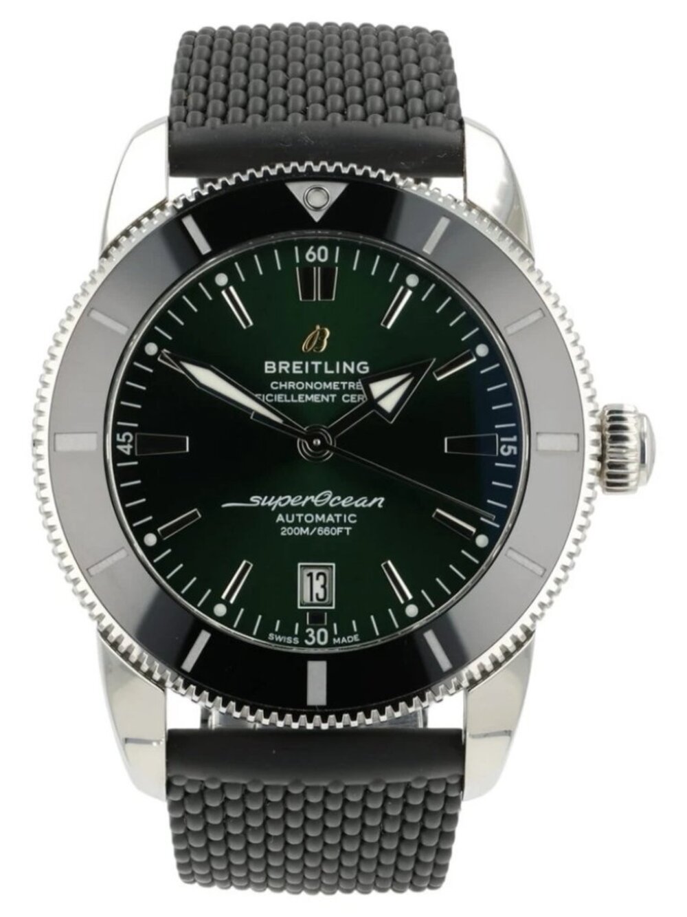 Breitling Superocean Green Dial Stainless Steel 46mm Automatic Mens Watch AB2020